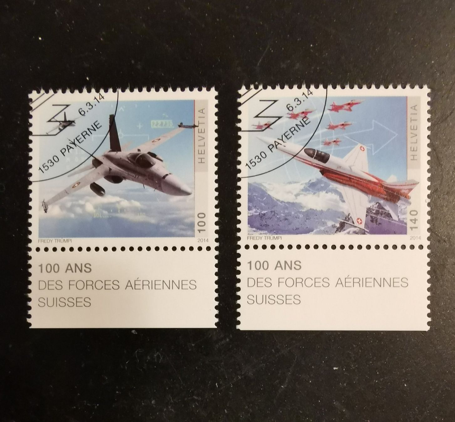 Tutti i francobolli: Serie Sondermarken 100 J. Schweizer Flugwaffe, 2014, ET – Usato da Gümligen venduto da Fairseriver