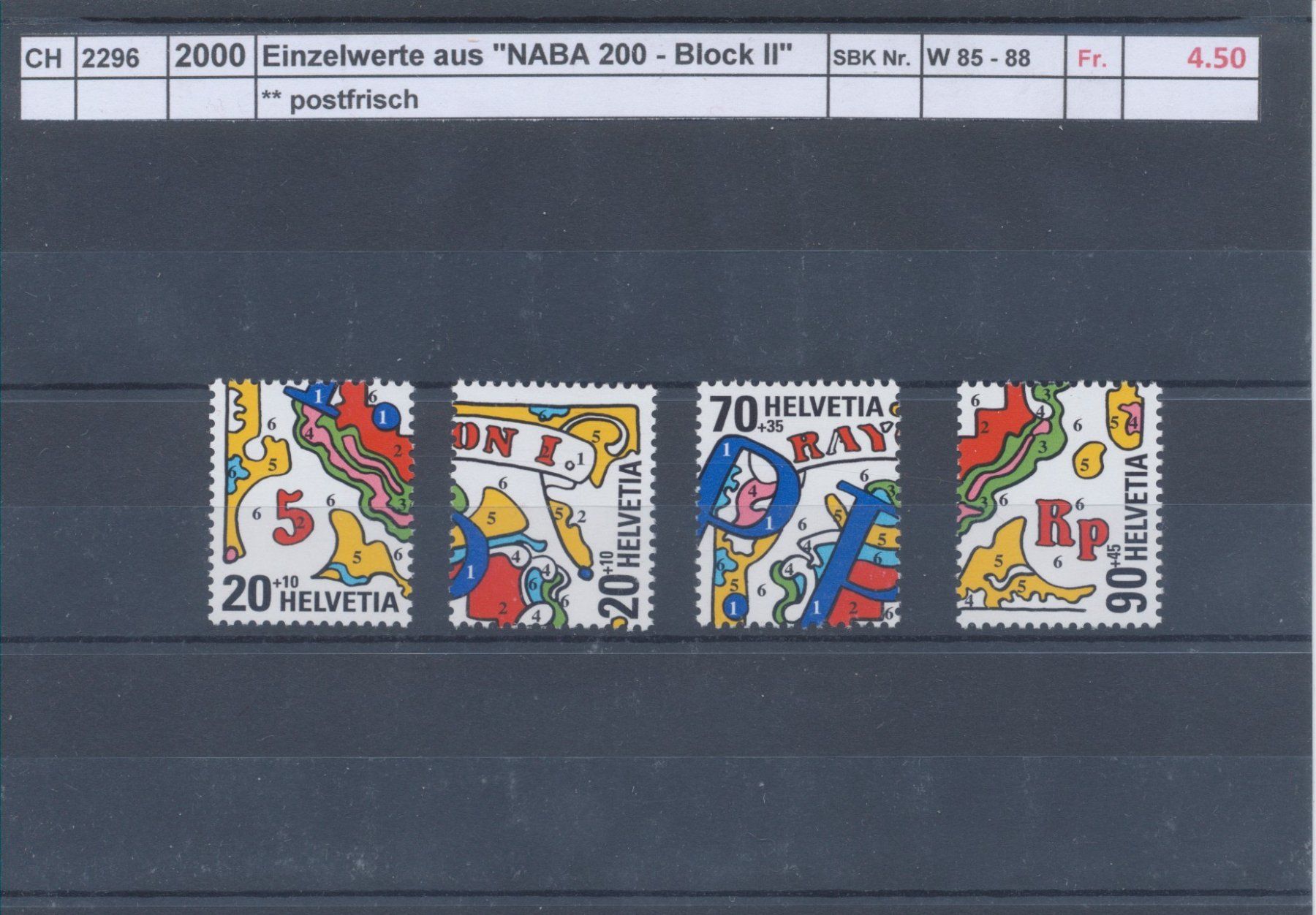 Alle Briefmarken: 2000 Einzelwerte aus "NABA 2000 - Block II", ** postfrisch – Neu (gemäss Beschreibung) aus Winterthur von Zupogeru