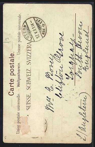 Cartoline postali: Mondschein-Lithographie Lucerne, Hotel C – Usato da Berlin venduto da bartko-reher 1
