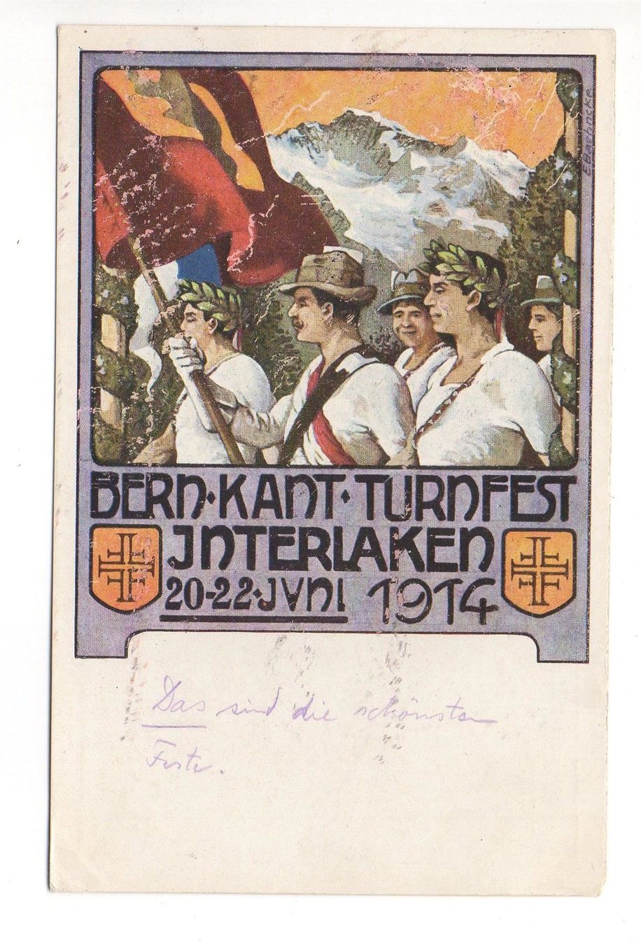 Cartoline postali: LITHO Interlaken Kant. Turnfest 1914 – Usato da Jona venduto da philajona