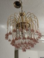 Murano Kronleuchter Rosa Glas Blumen Vintage 70er Italien 