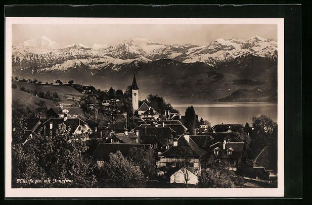 Cartoline postali: Hilterfingen, Teilansicht mit Kirche und – Usato da Berlin venduto da bartko-reher