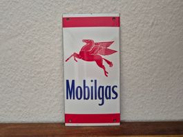 Emailschild Mobilgas Pegasus Zapfsäule Garage Emaille Schild