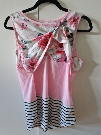 Damen Stillshirt Blumenmuster Rosa Weiss Grösse L
