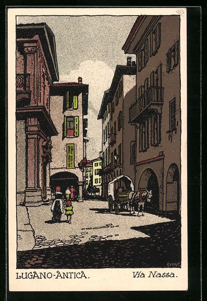 Cartoline postali: Lugano, Via Nassa, Lugano-Antica – Usato da Berlin venduto da bartko-reher