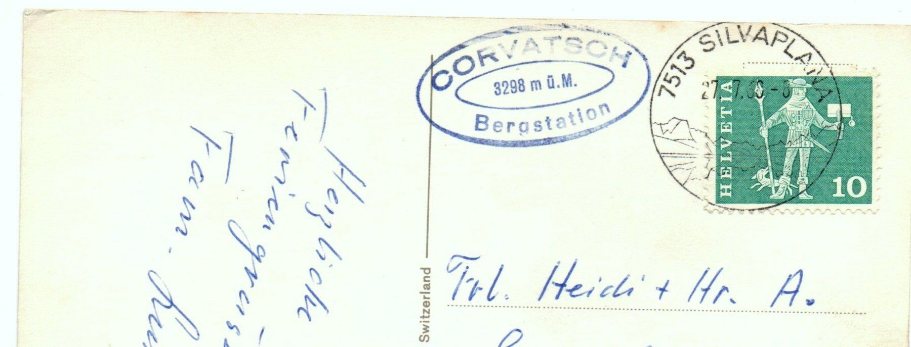 Cartoline postali: PIZ CORVATSCH Gletscher-Flugzeug – Usato da Jona venduto da philajona 1