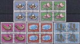 1960, B96-B100, Viererblöcke mit Ersttagsstempeln, Kat:100.-