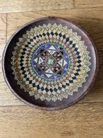 Holzteller, Wandteller, Intarsien, Durchmesser 30 cm