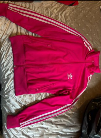 Adidas Jacke, Grösse 40, Pink mit Streifen, Top Zustand!
