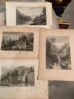 4 antike Indien-Stiche 19. Jhdt Ganges, Benares, Haridwar,,,