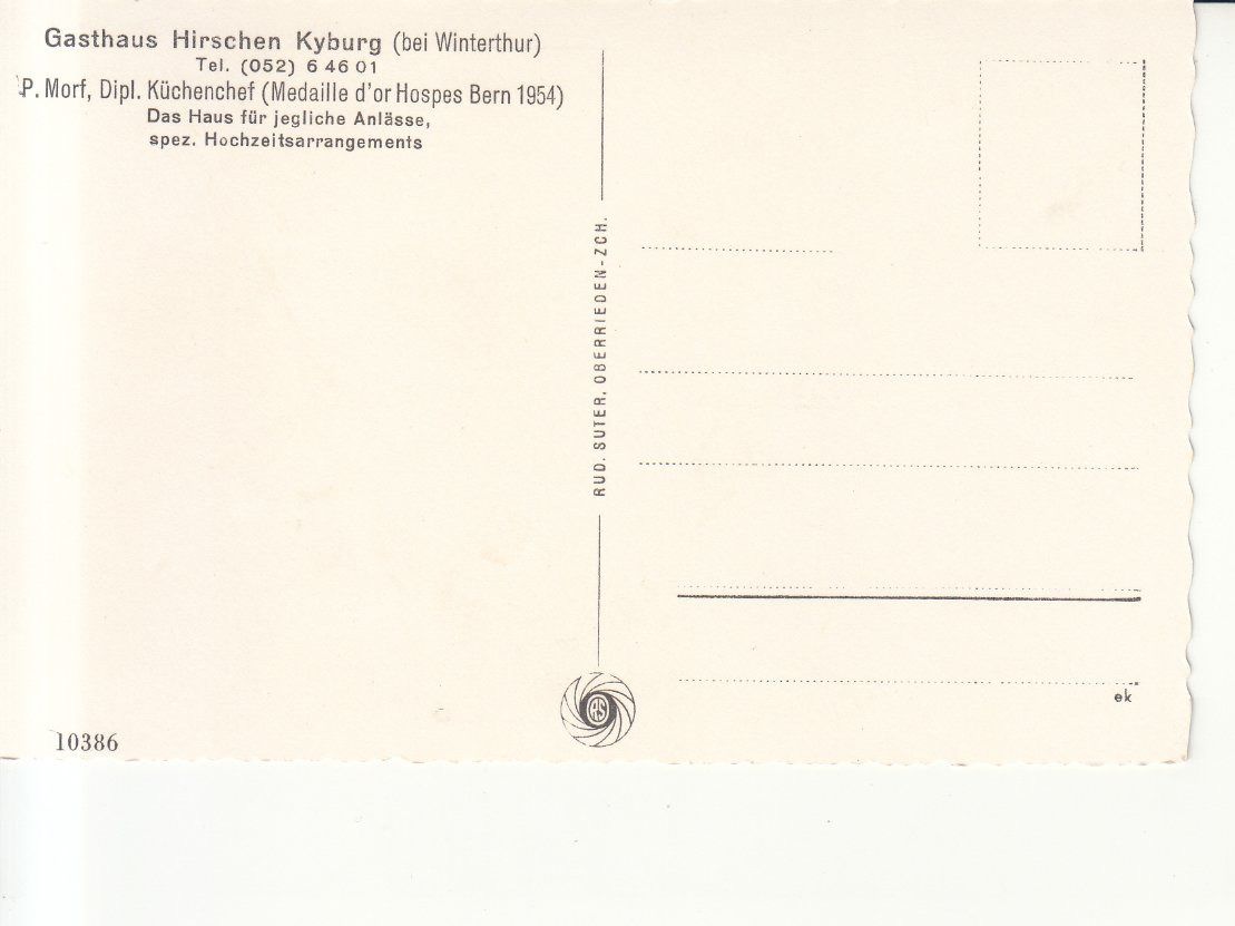 Ansichtskarten: Kyburg Hirschen ca. 1950 – Gebraucht aus Bürglen TG von StampGraf 1