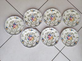 Lot de 7 assiette vintage Longchamp Nemours peinte à la main