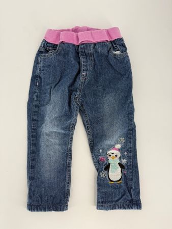 Jeans Gr. 86 gefüttert von Smile mit Pinguin-Applikation
