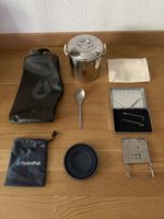 Outdoor Bushcraft cooking kit Zebra pot, Firebox titanium