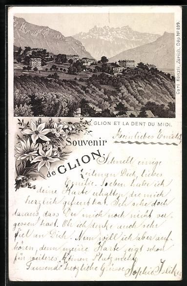 Cartoline postali: Litho Glion, Glion et la Dent du Midi – Usato da Berlin venduto da bartko-reher