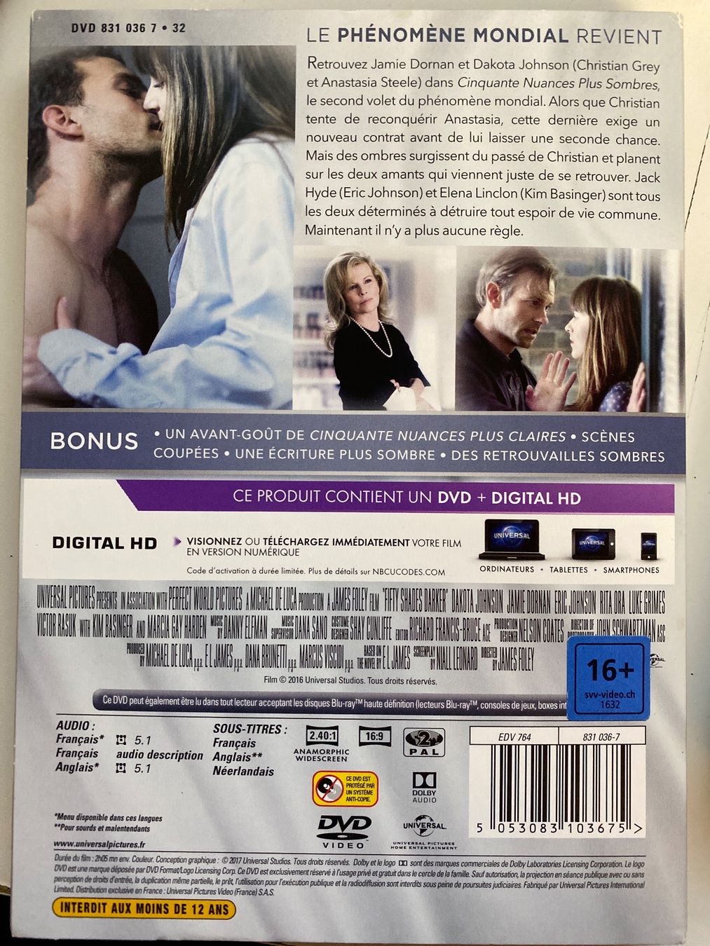 Tous les DVDs: Cinquante Nuances Plus Sombres Edition Spéciale  dvd – D'occasion à Le Brassus par cinema13 1