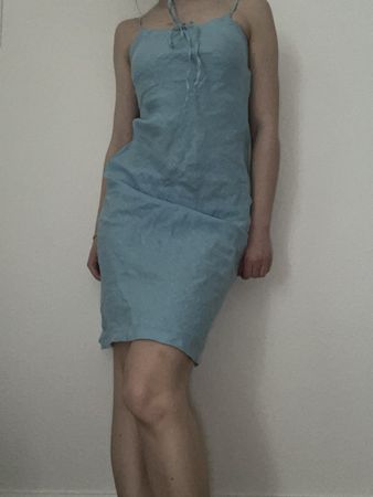 cute baby blue linen dress🩵🤍