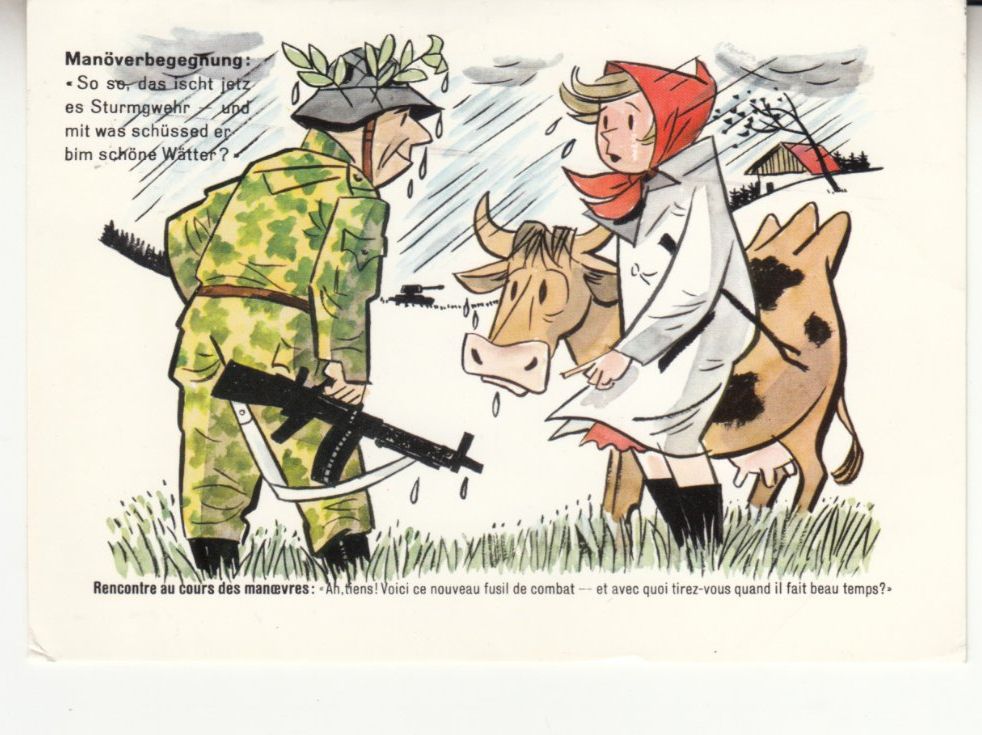 Cartoline postali: Humorkarte Sturmgewehr 2000 – Usato da Bürglen TG venduto da StampGraf