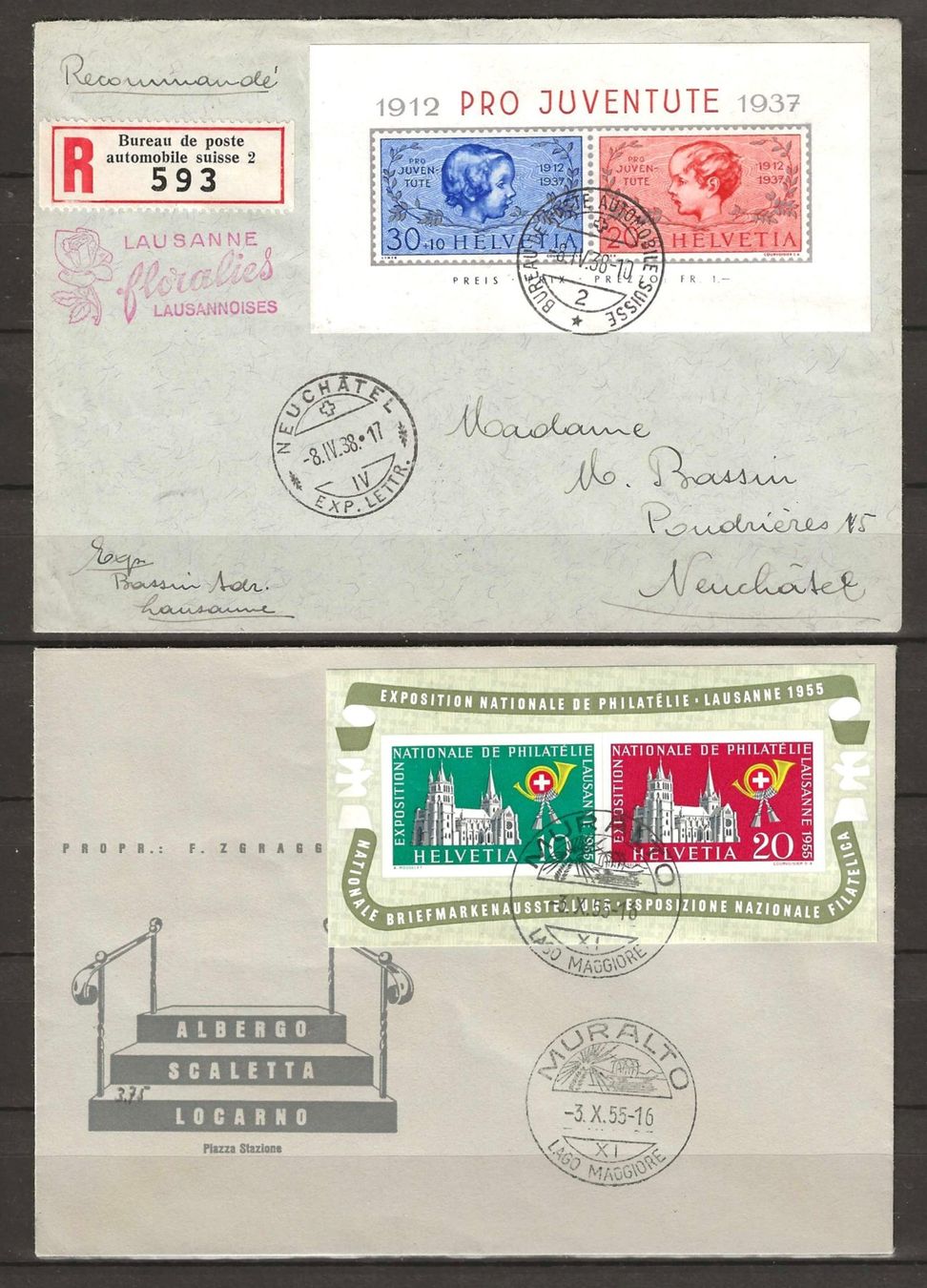 Tutti i francobolli: 1937/55 : 2 Briefe mit Block Ausgaben – Usato da Gümligen venduto da Geniusbuy