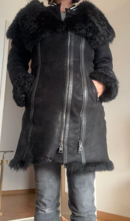 Ledermantel mit Fellfütterung Gr. 36/38