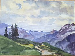 Aquarell Ferdinand Meyer-Streiff Braunwaldalp GL 1955