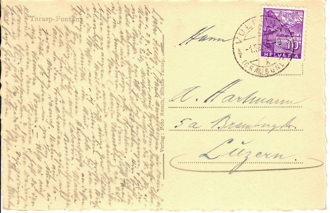 Cartoline postali: Tarasp - Fontana 1935 – Usato da Hochdorf venduto da Ziegel-16 1