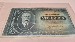100 Kronen Tschechoslowakei 1945 Banknote