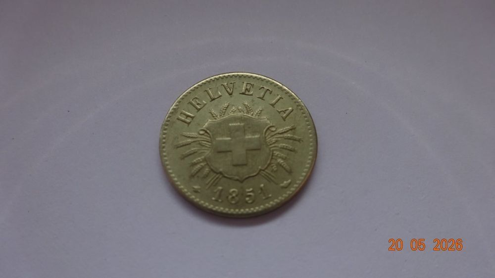 Tutti le monete: 5 Rappen 1851 Billon Unz/Stgl – Usato da bassecourt venduto da Oursvert 1