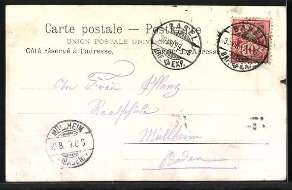 Cartoline postali: AK Basel, Teilansicht, St. Jakob-Denkmal – Usato da Berlin venduto da bartko-reher 1