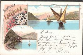^Lithografie Souvenir du Lac Leman , gel.1898