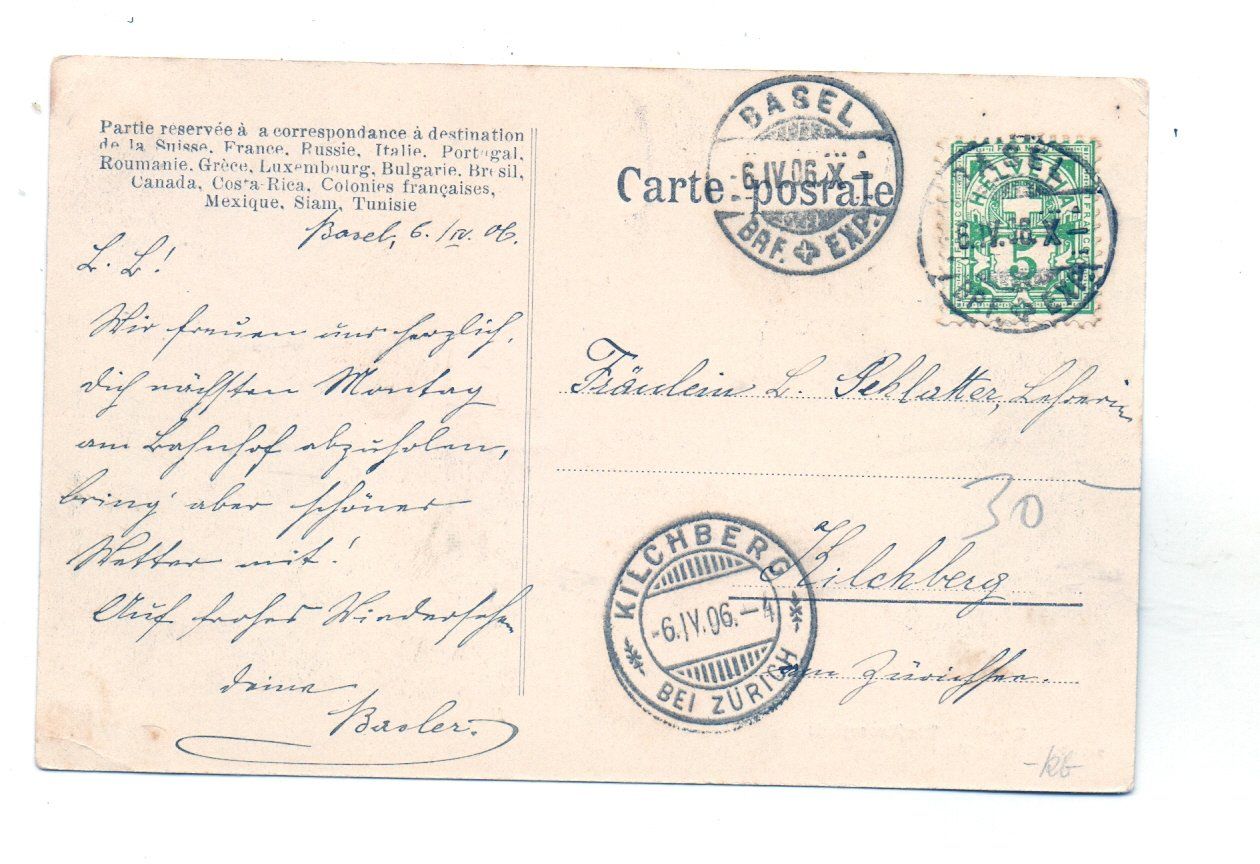 Cartoline postali: Basel - Barfüsserplatz mit dem Tram - 1906 – Usato da Tagelswangen venduto da Miski 1