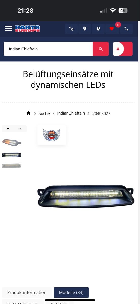 Tutti i ricambio per moto: LED Blinker Indian Chieftain Dynamisch weiss/gelb Set Neu! – Nuovo e nell'imballaggio originale da Rheinfelden venduto da Yann686 3
