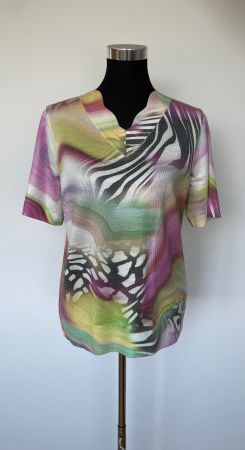 Buntes Oberteil/Pullover, raffinierter Ausschnitt (40)