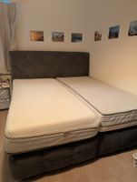 Boxspringbett in Samt grau 180x200 + 2 Matratzen
