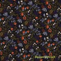 Baumwolljersey Blumen - anthrazit