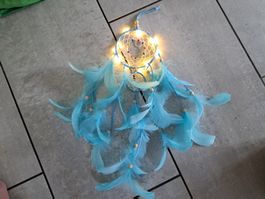 Traumfänger türkis mit Licht