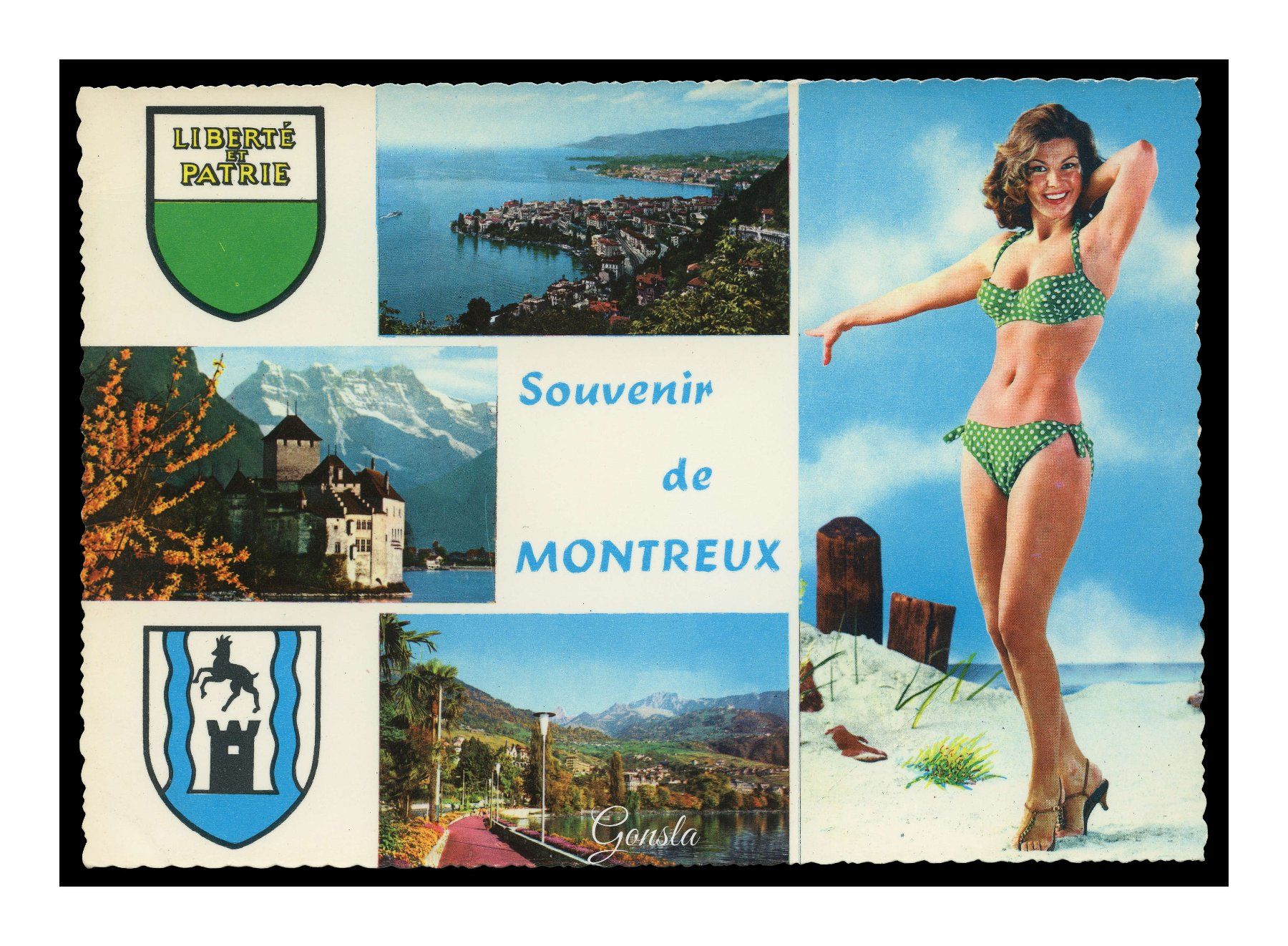 Cartoline postali: MONTREUX - 1960 "Multi-Vues / Blason" – Usato da Onex venduto da Lagorel01