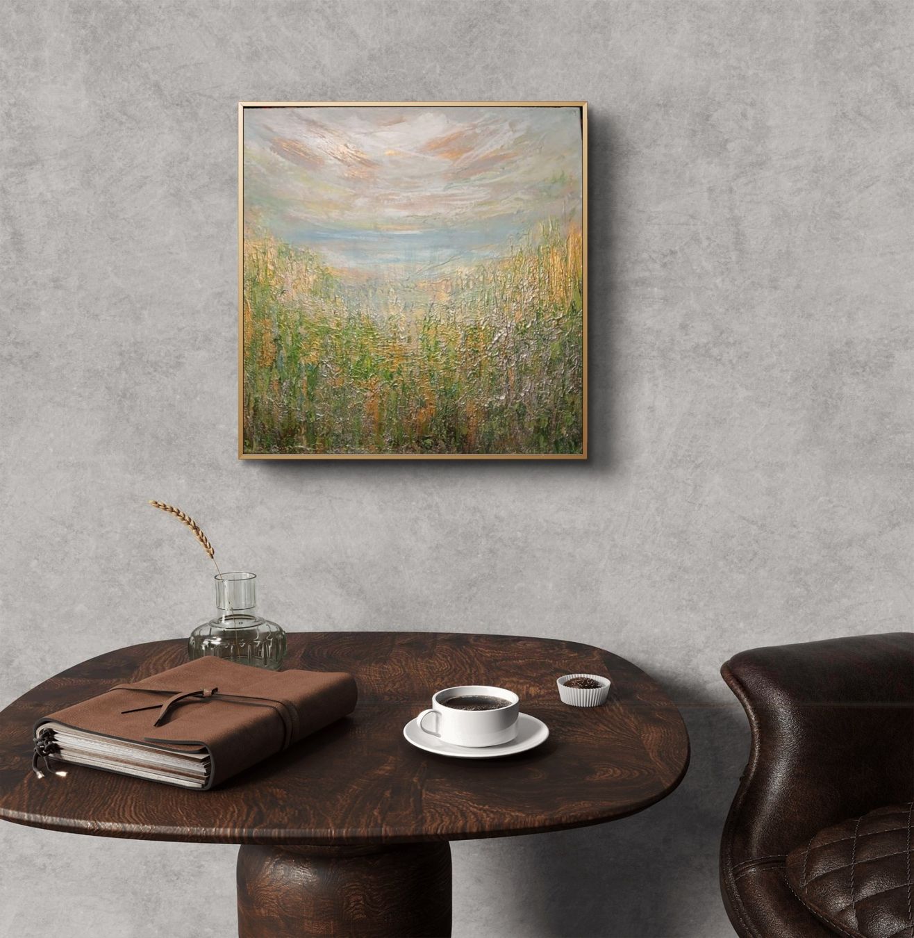 Dipinti: Originalgemälde, Landschaft mit Silber, Leinwand 40x40 cm – Nuovo e nell'imballaggio originale da Beinwil am See venduto da Superchance 7