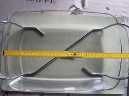 Auflaufform Glas mit Metallgestell Bodum 35x23cm gut erhalte