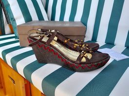 Café Noir Cafe Noir Sandalen Wedges NEU Gr. 40 Braun Leder