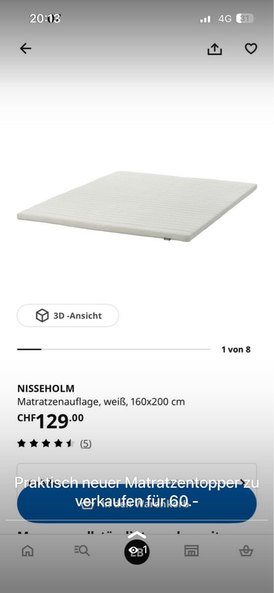 Matratzen: Praktisch neuer Matratzentopper  – Neu (gemäss Beschreibung) aus Samstagern von laRa888