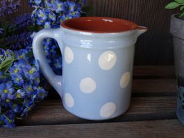 Kleiner Tupfenkrug blau mit weissen Punkten Tupfen, 9cm hoch