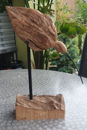 Sculpture d'oiseau en bois flotté, charme naturel unique...