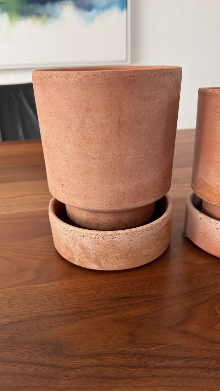 Vasi per fiori: Bergs Potter Hoff Pot Blumentopf+Unterteller 2er Set NP61 – Nuovo (secondo la descrizione) da Riehen venduto da To120 2