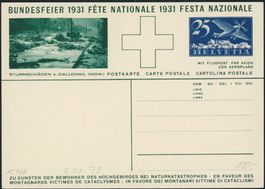 1931  Pro Patria - Bundesfeierkarte - Flugpost•ungebraucht *