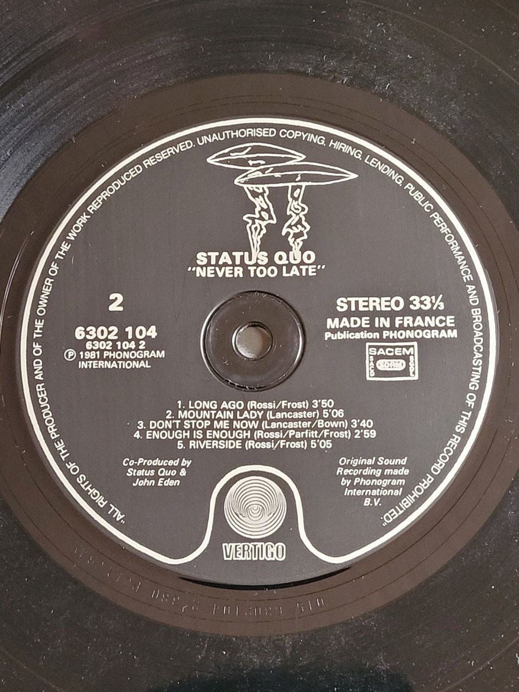 Schallplatten: Vinyle Status Quo - Never Too Late (1981) – Gebraucht aus La Chaux-de-Fonds von reu_kx5l 5