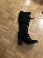 Stiefel Schnürung schwarz Wildleder Blockabsatz Grösse 39