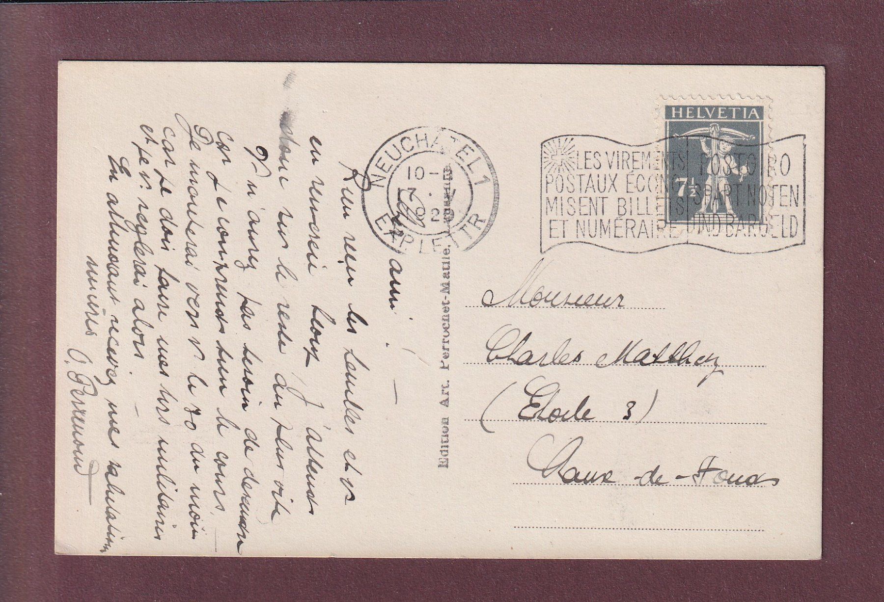 Cartoline postali: NEUCHÂTEL - Pêcheur - 1920 – Usato da Pully venduto da nicecards 1