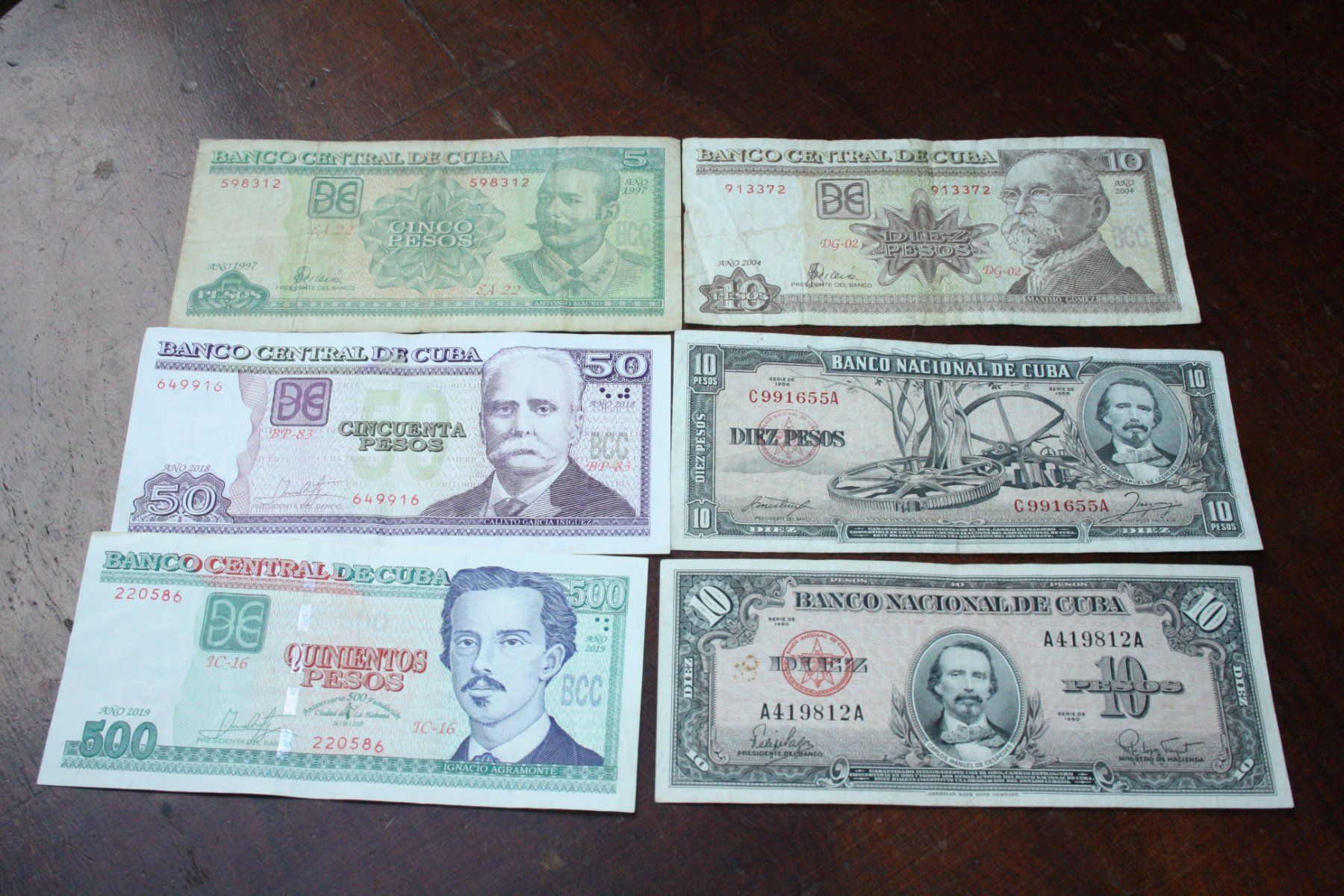 Banconote: CUBA 6 billets différents à partir de 1956 – Usato da Cormondrèche venduto da Hermes.monnaies