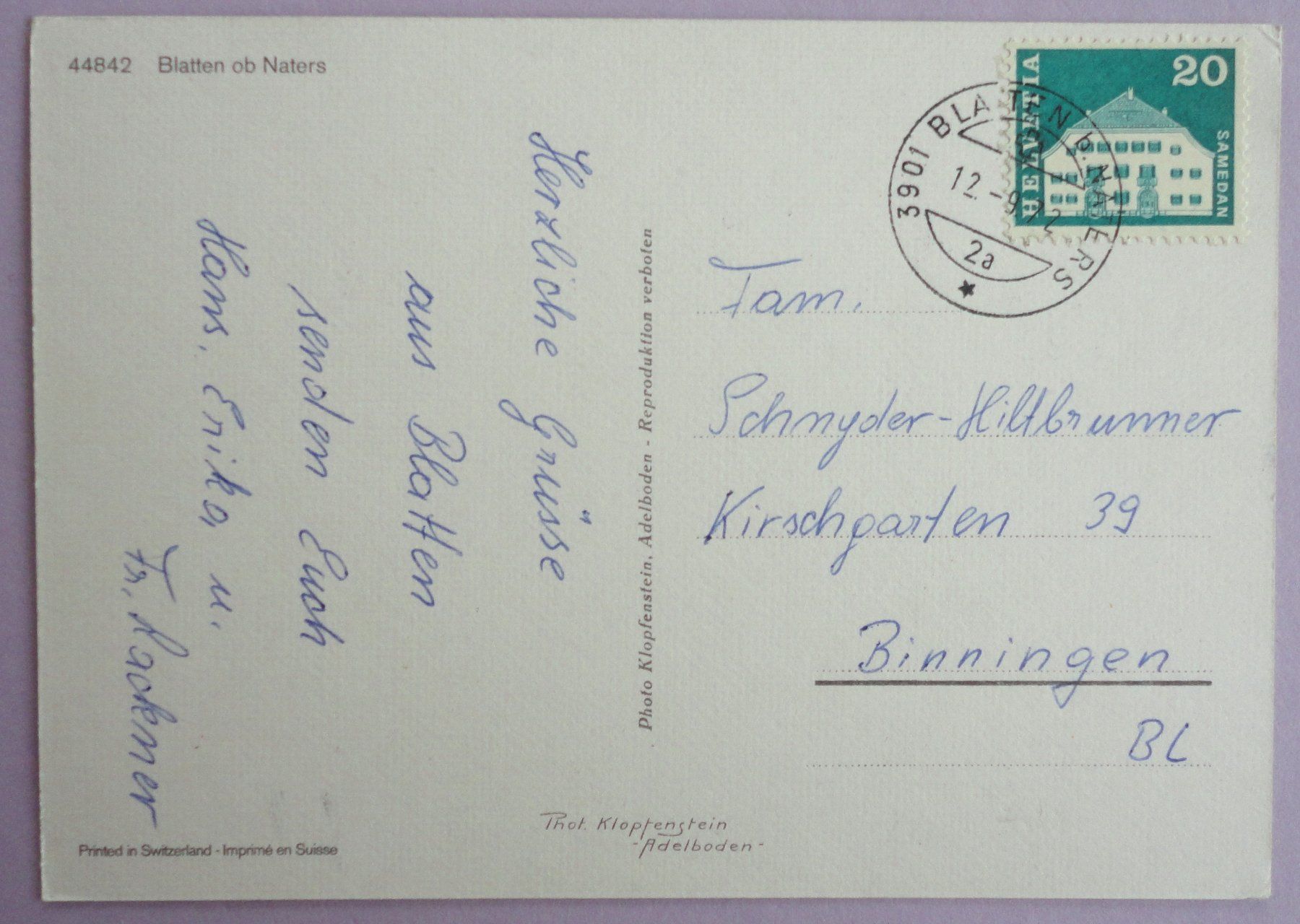 Cartes postales: Blatten - Belalp – D'occasion à Fétigny par Billy2miny 1